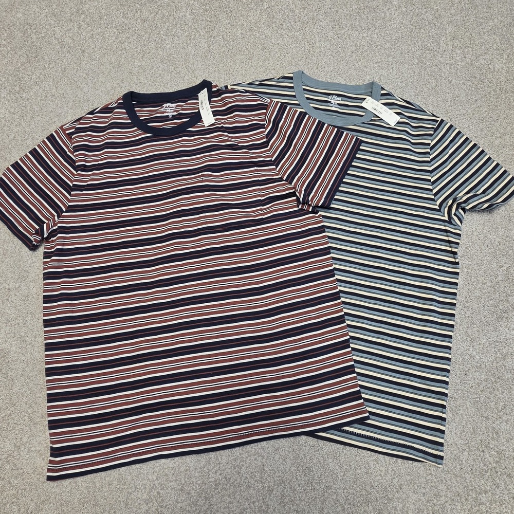 J.Crew Mens Knit Goods Slub Cotton Striped Shirt Sleeve Tees Sz XL NWT Casual